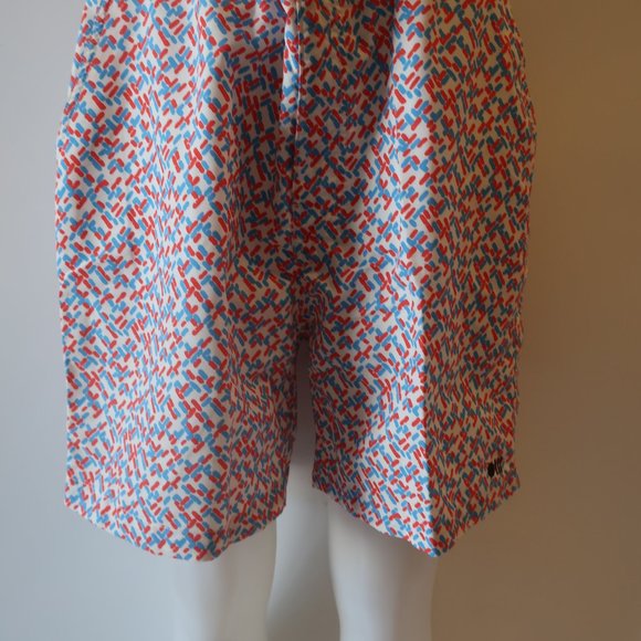 NWT Mens Solid & Striped "The Boardshort Red, Blue Geo" Swim Shorts Sz L* - Picture 7 of 9